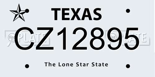CZ12895 Texas License Plate
