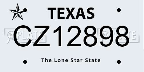CZ12898 Texas License Plate