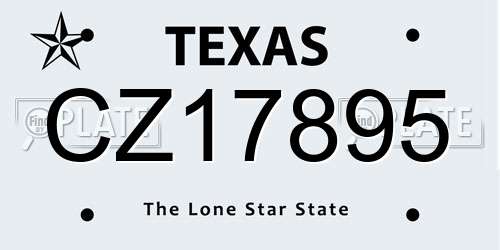 CZ17895 Texas License Plate