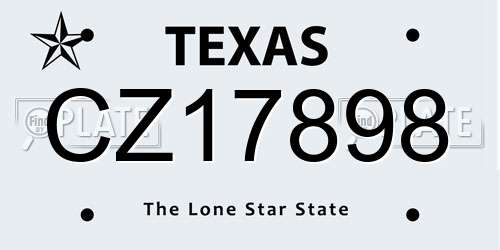 CZ17898 Texas License Plate