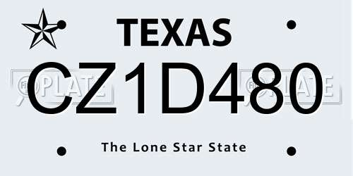 CZ1D480 Texas License Plate