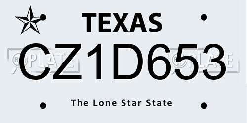 CZ1D653 Texas License Plate