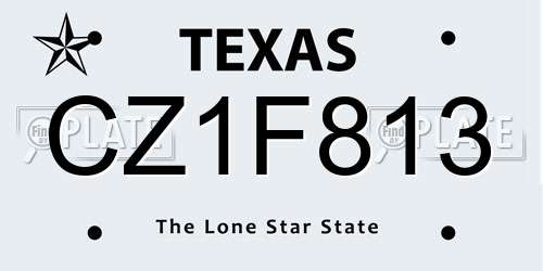 CZ1F813 Texas License Plate