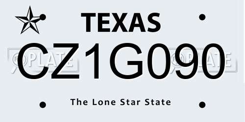 CZ1G090 Texas License Plate