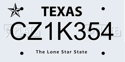 CZ1K354 Texas License Plate