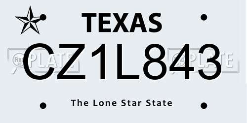 CZ1L843 Texas License Plate