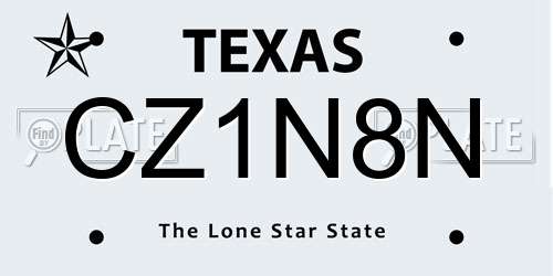 CZ1N8N Texas License Plate