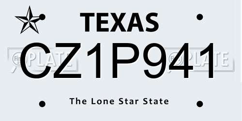 CZ1P941 Texas License Plate