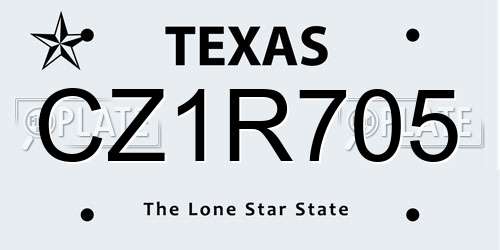 CZ1R705 Texas License Plate