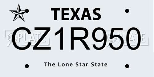CZ1R950 Texas License Plate
