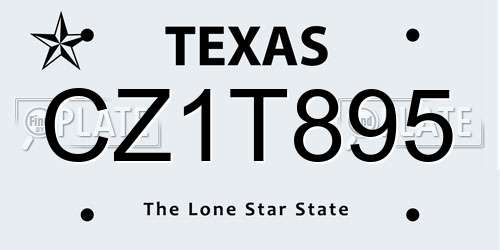 CZ1T895 Texas License Plate