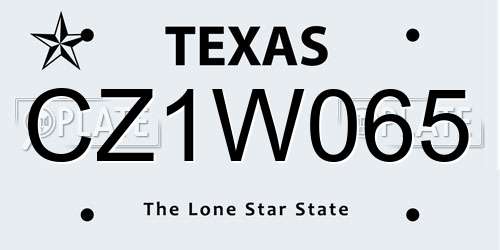 CZ1W065 Texas License Plate