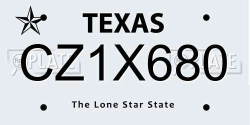 CZ1X680 Texas License Plate