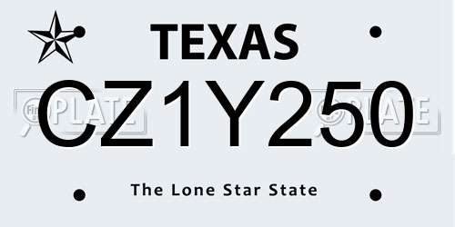 CZ1Y250 Texas License Plate