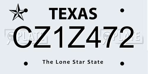 CZ1Z472 Texas License Plate
