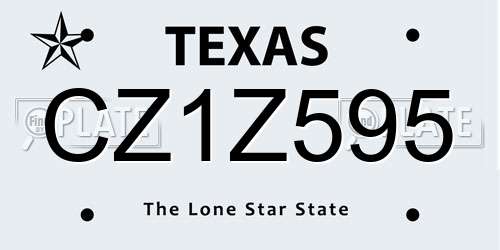 CZ1Z595 Texas License Plate