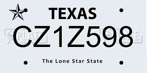 CZ1Z598 Texas License Plate