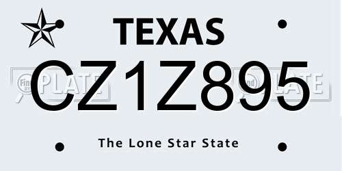 CZ1Z895 Texas License Plate