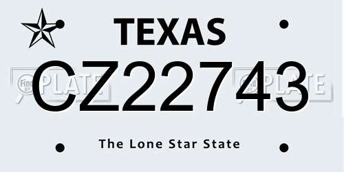 CZ22743 Texas License Plate