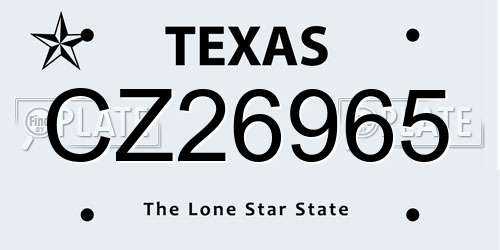 CZ26965 Texas License Plate