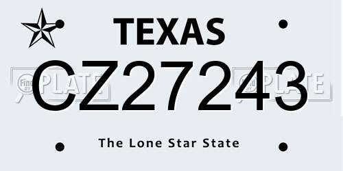 CZ27243 Texas License Plate