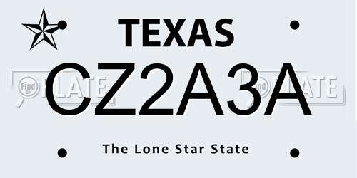 CZ2A3A Texas License Plate
