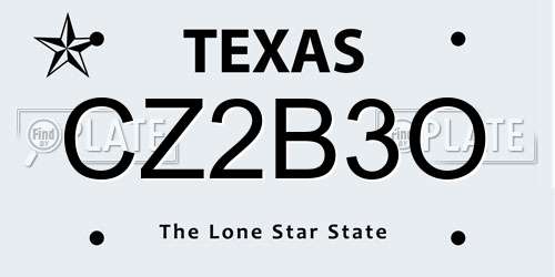 CZ2B3O Texas License Plate