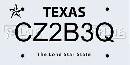 CZ2B3Q Texas License Plate