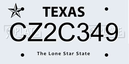 CZ2C349 Texas License Plate