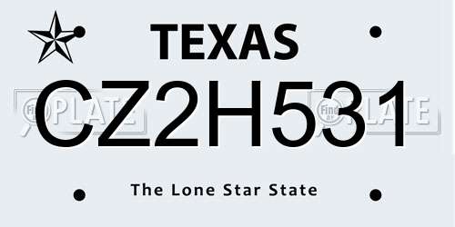 CZ2H531 Texas License Plate