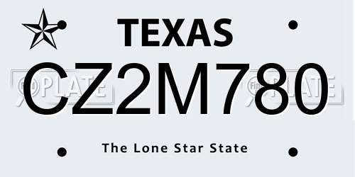 CZ2M780 Texas License Plate