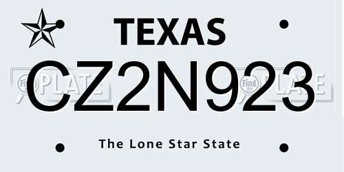 CZ2N923 Texas License Plate