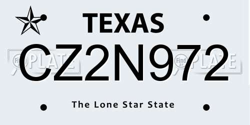 CZ2N972 Texas License Plate