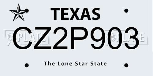 CZ2P903 Texas License Plate