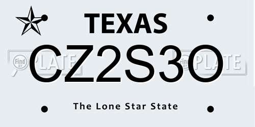 CZ2S3O Texas License Plate
