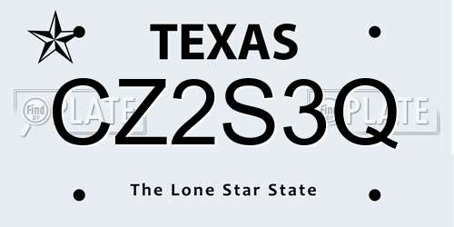 CZ2S3Q Texas License Plate