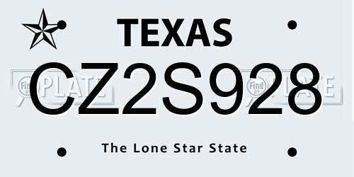CZ2S928 Texas License Plate