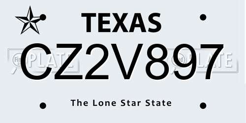 CZ2V897 Texas License Plate