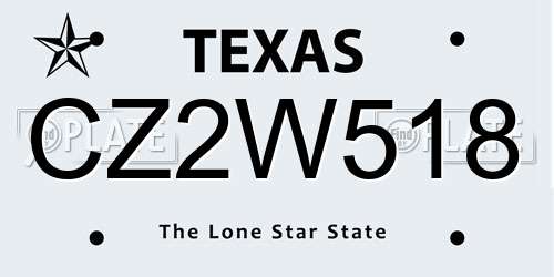 CZ2W518 Texas License Plate