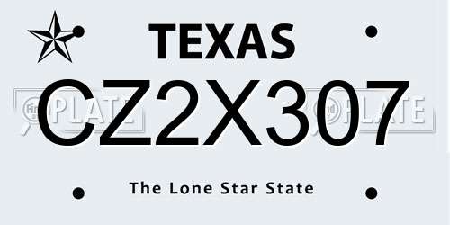 CZ2X307 Texas License Plate