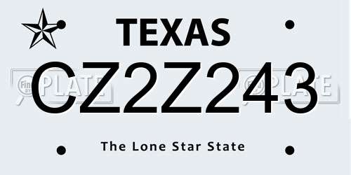 CZ2Z243 Texas License Plate