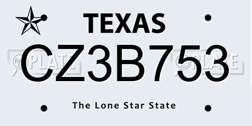 CZ3B753 Texas License Plate