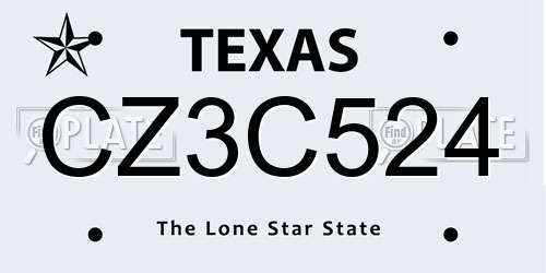 CZ3C524 Texas License Plate