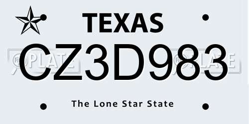 CZ3D983 Texas License Plate