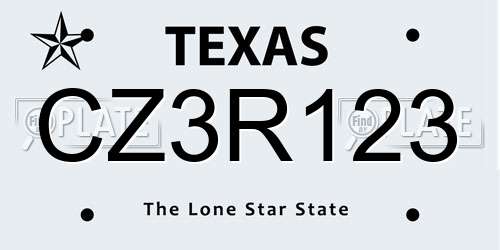 CZ3R123 Texas License Plate