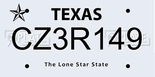 CZ3R149 Texas License Plate