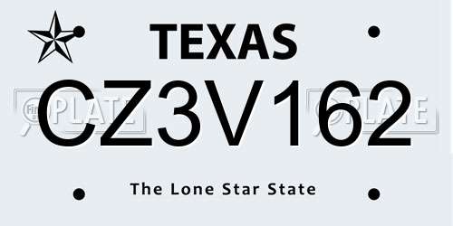 CZ3V162 Texas License Plate