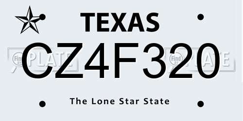 CZ4F320 Texas License Plate