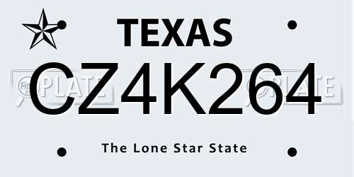 CZ4K264 Texas License Plate