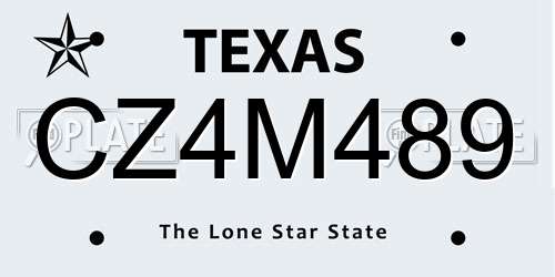 CZ4M489 Texas License Plate